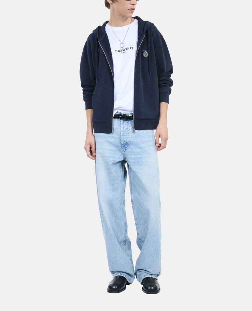 The Kooples HOMME DARK BLUE sweatshirt à capuche blason bleu