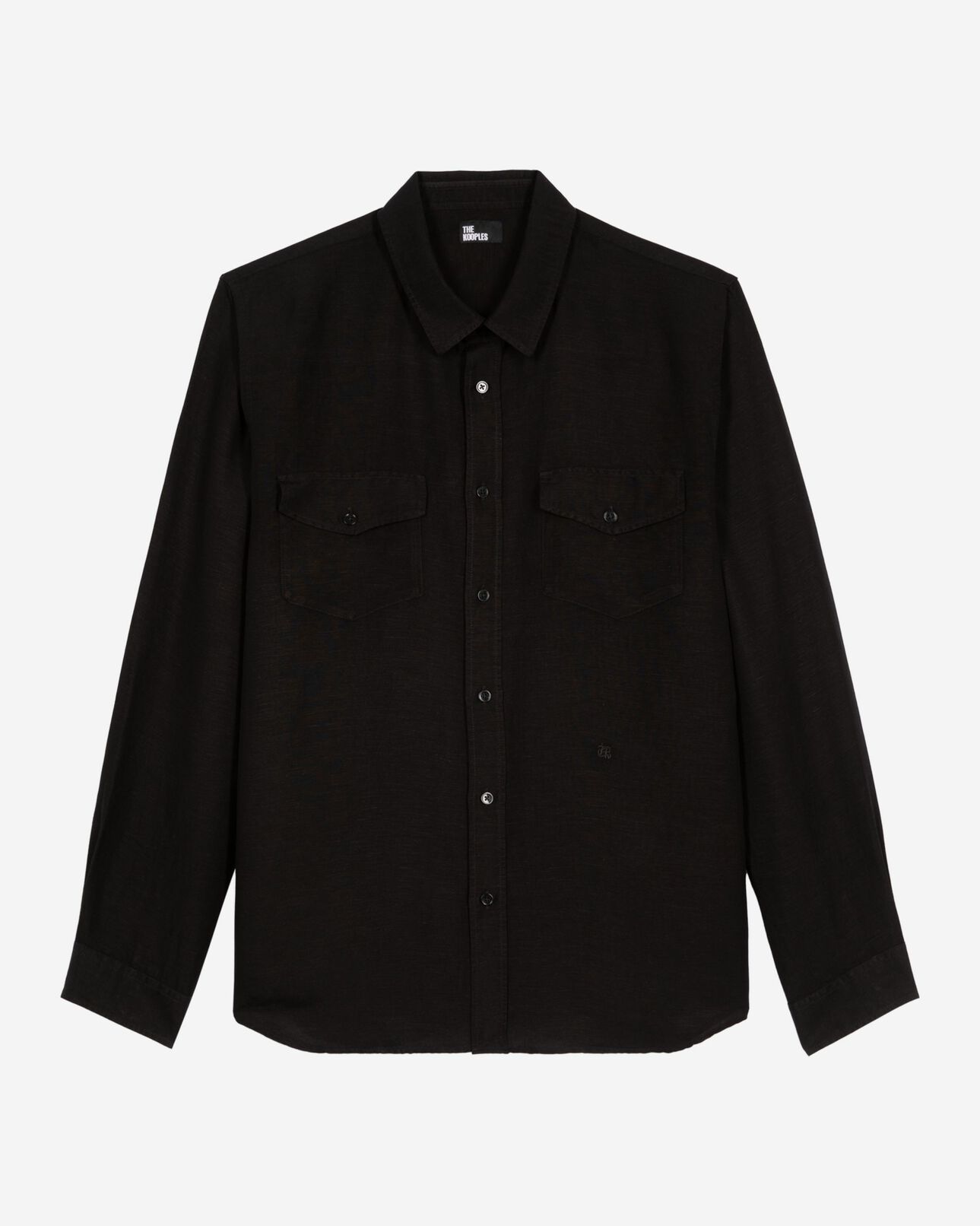The Kooples HERREN BLACK hemd aus leinenmix schwarz