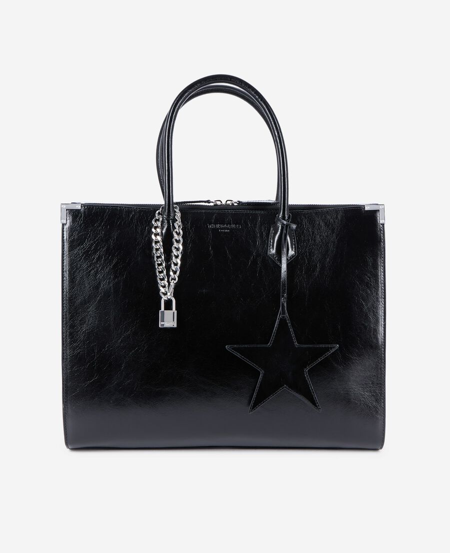 The Kooples FEMME BLACK sac cabas ming xl en cuir noir