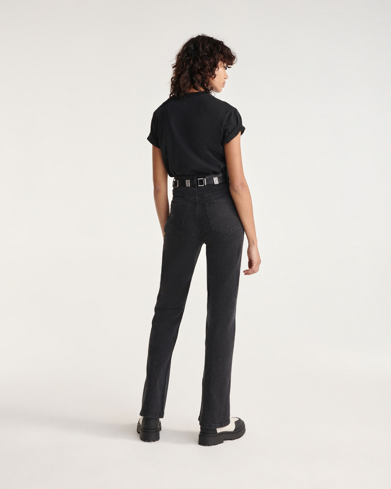 The Kooples FEMME BLACK t-shirt noir coton à logo argenté