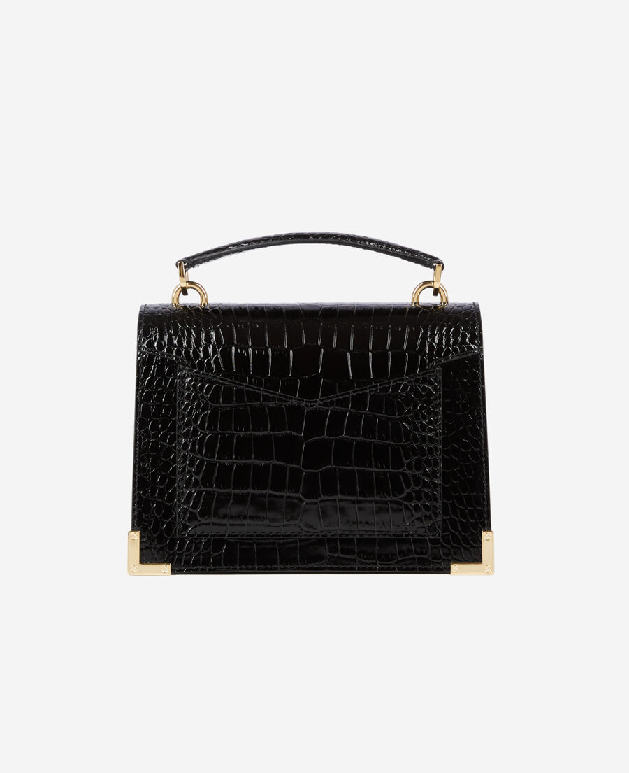 The Kooples WOMEN BLACK emily small crocodile effect bag in black leather