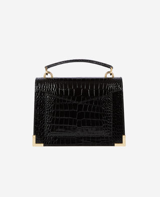 The Kooples WOMEN BLACK emily small crocodile effect bag in black leather