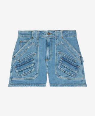 The Kooples WOMEN BLUE light blue denim shorts