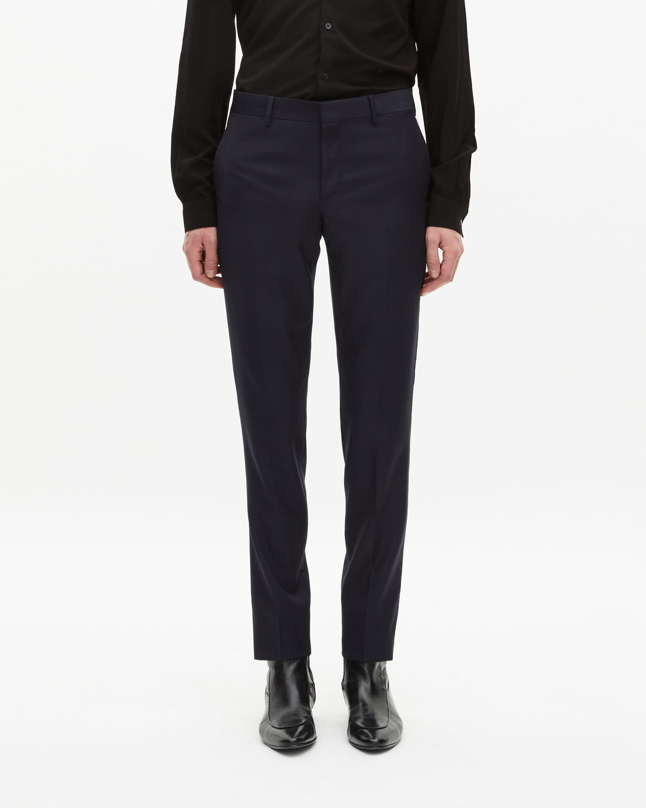 The Kooples HOMME DARK NAVY pantalon de costume en laine ajusté bleu