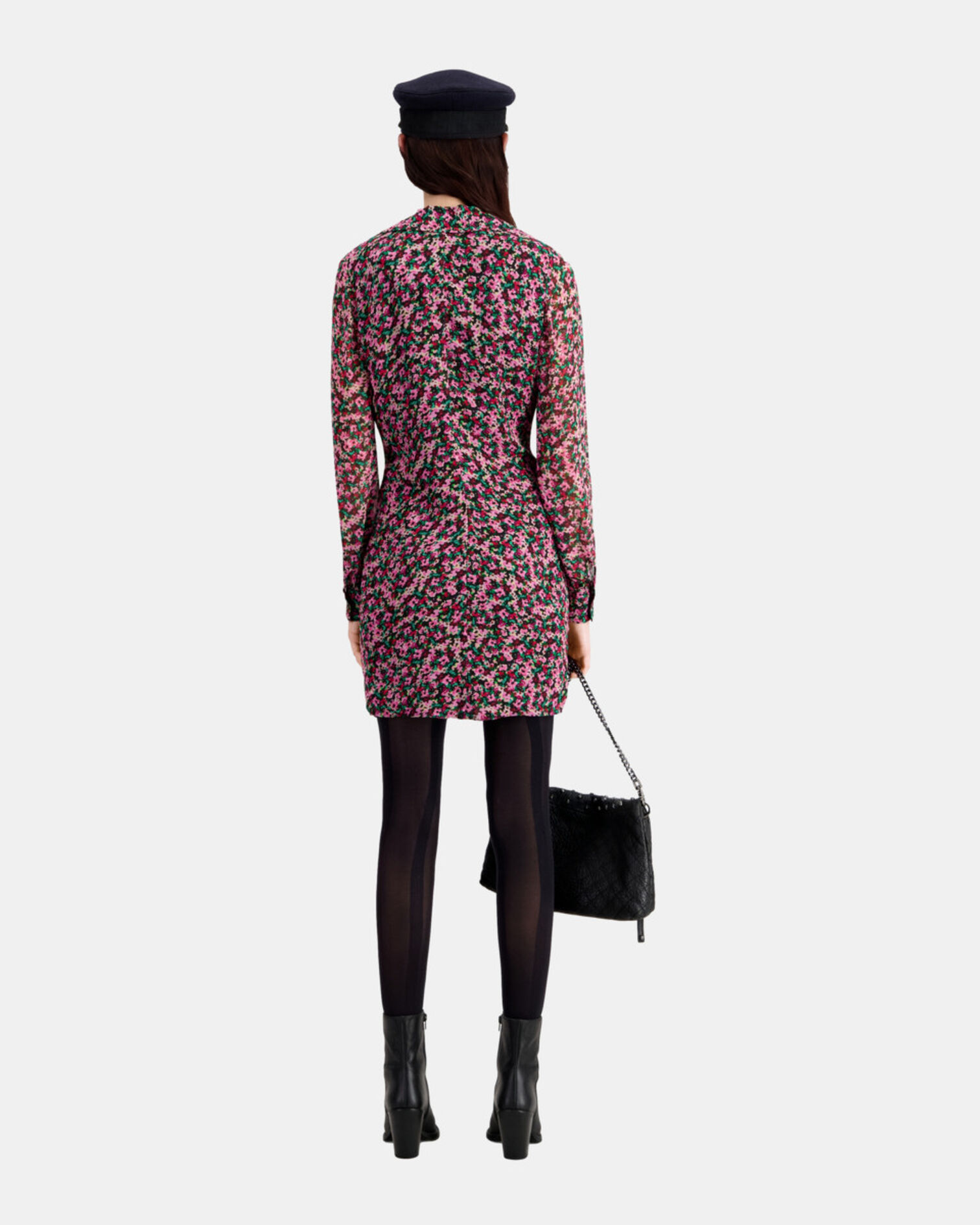 Vestido estampado corto fruncidos, MULTICOLOR, hi-res image number null