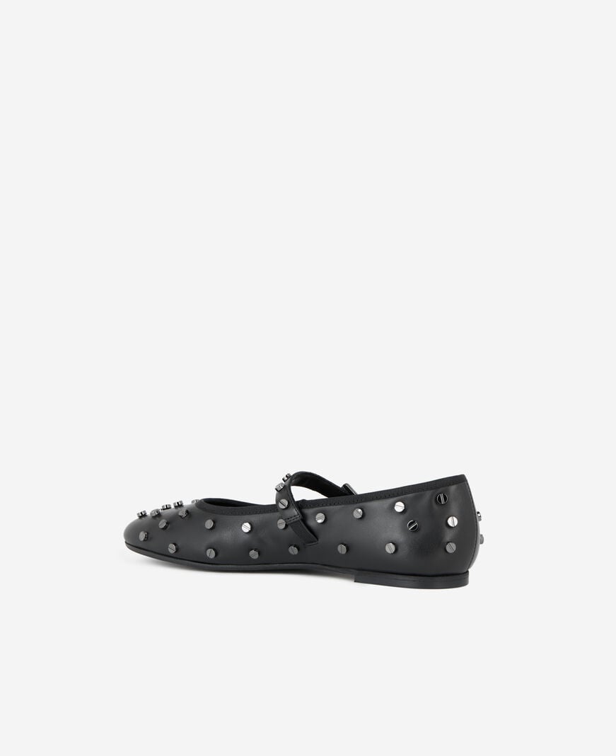 The Kooples FEMME BLACK ballerines en cuir noir avec clous