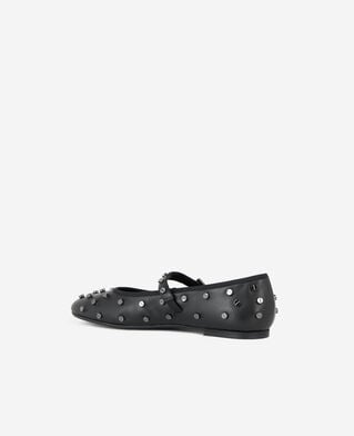 The Kooples FEMME BLACK ballerines en cuir noir avec clous