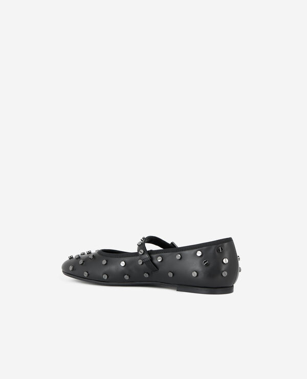 The Kooples WOMEN BLACK black leather ballerinas with studs