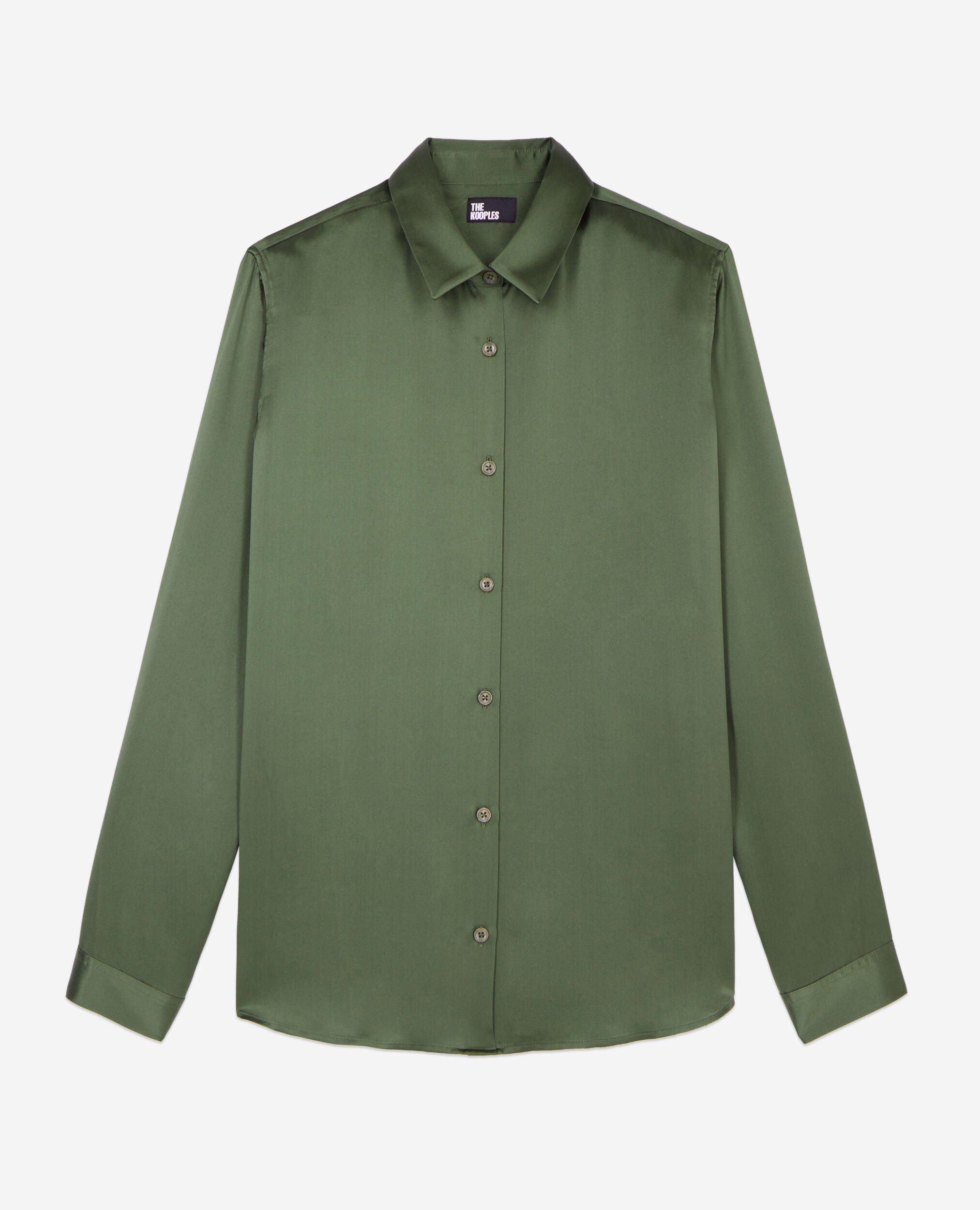 Khaki silk shirt, KAKI, hi-res image number null