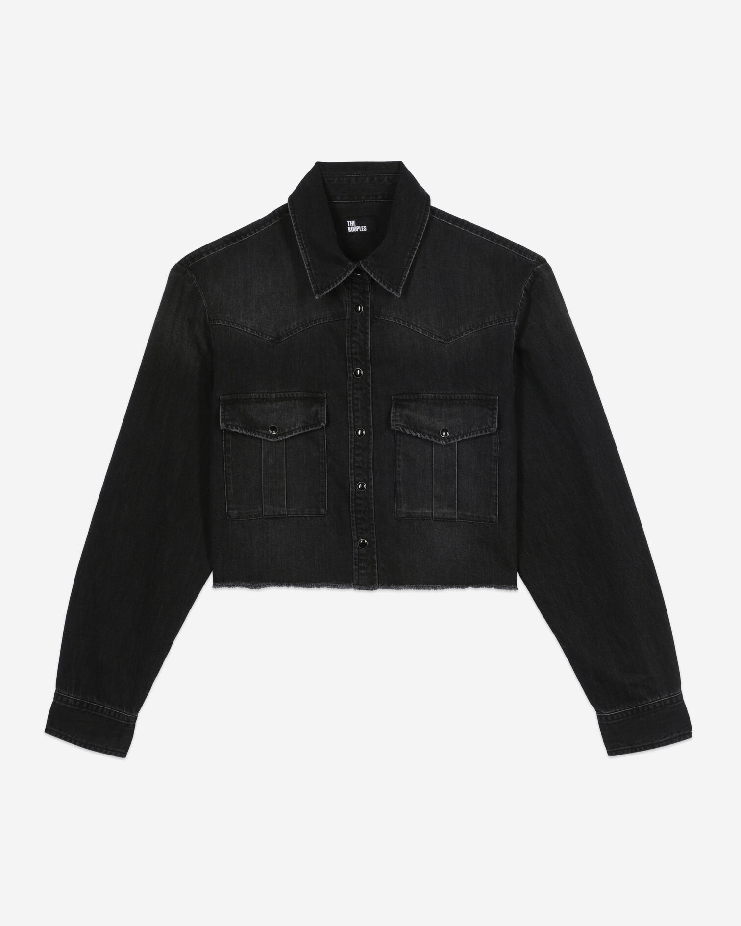 Short grey denim shirt, BLACK WASHED, hi-res image number null