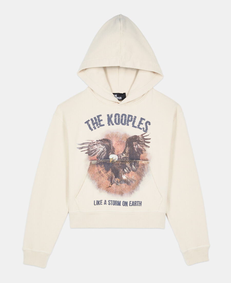 The Kooples WOMEN ECRU ecru hoodie with serigraphy