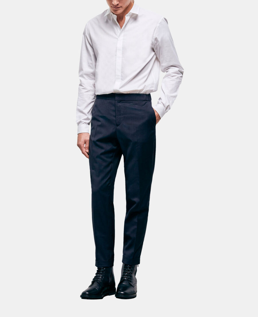 pantalon de costume en laine à carreaux