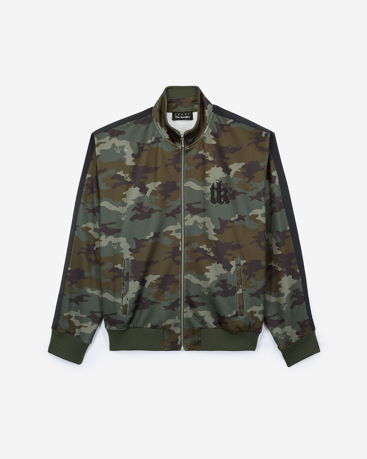 The Kooples HOMME KAKI sweat matière technique zippé imprimé camouflage