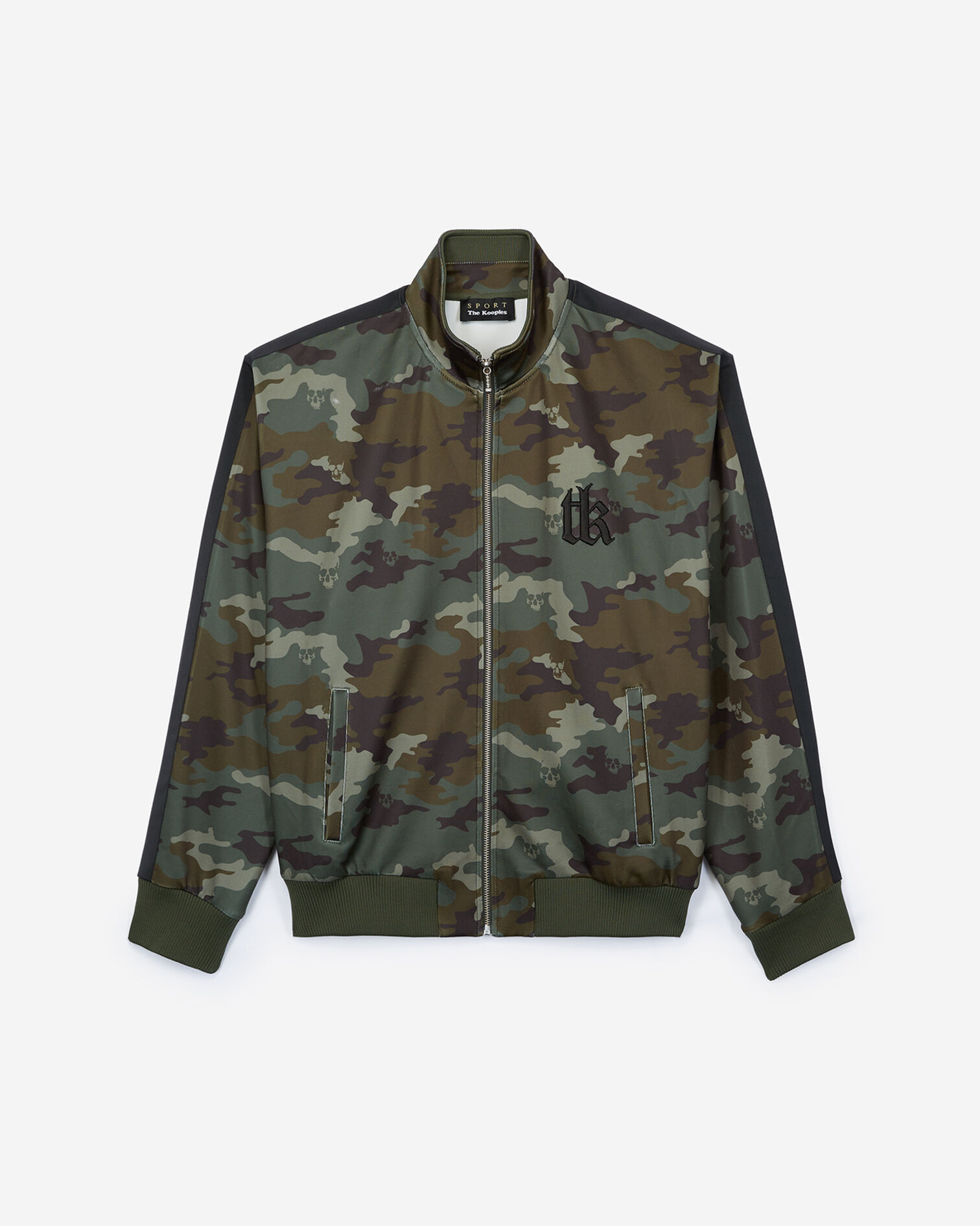Sweat matière technique zippé imprimé camouflage, KAKI, hi-res image number null
