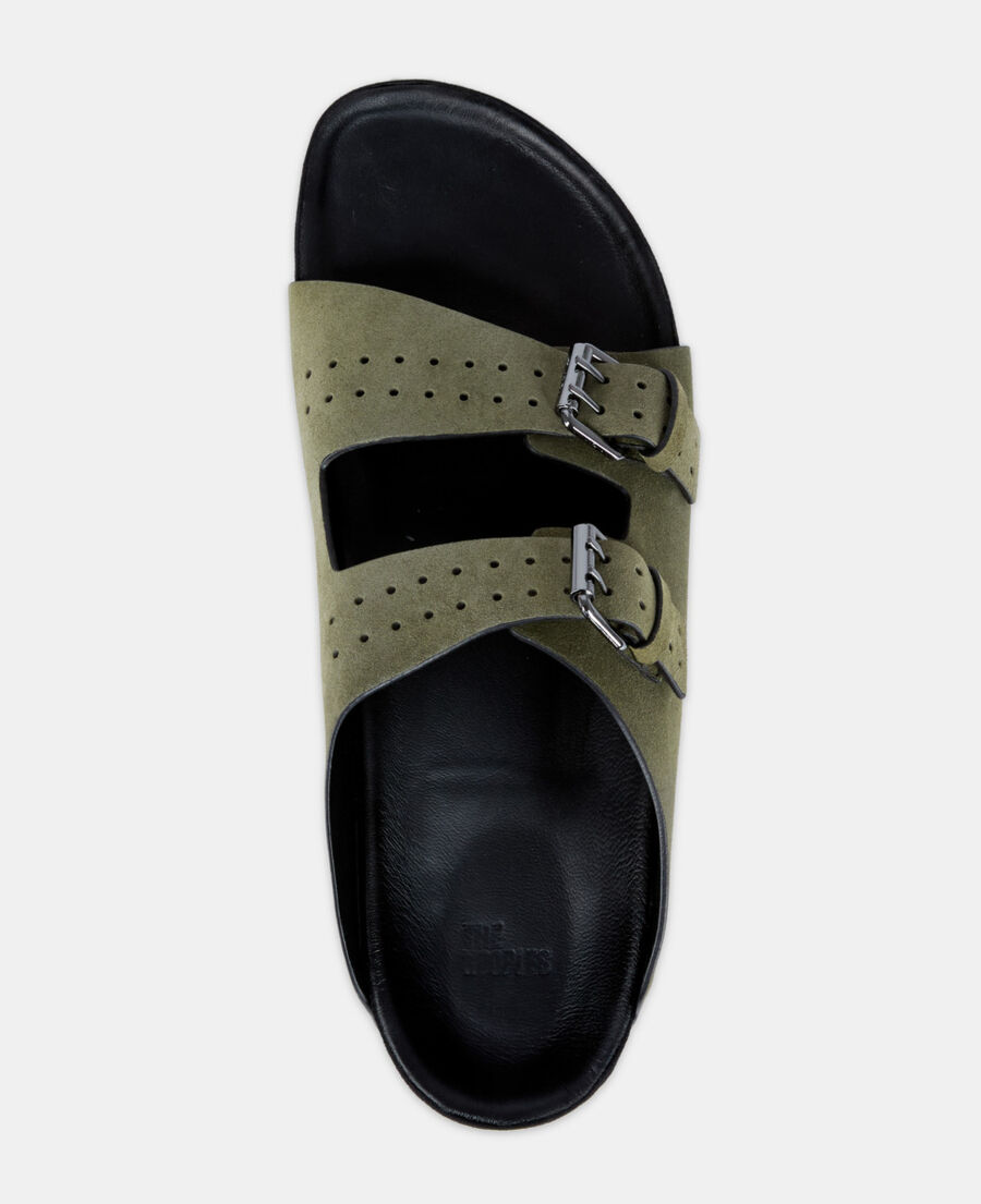 sandales en cuir kaki