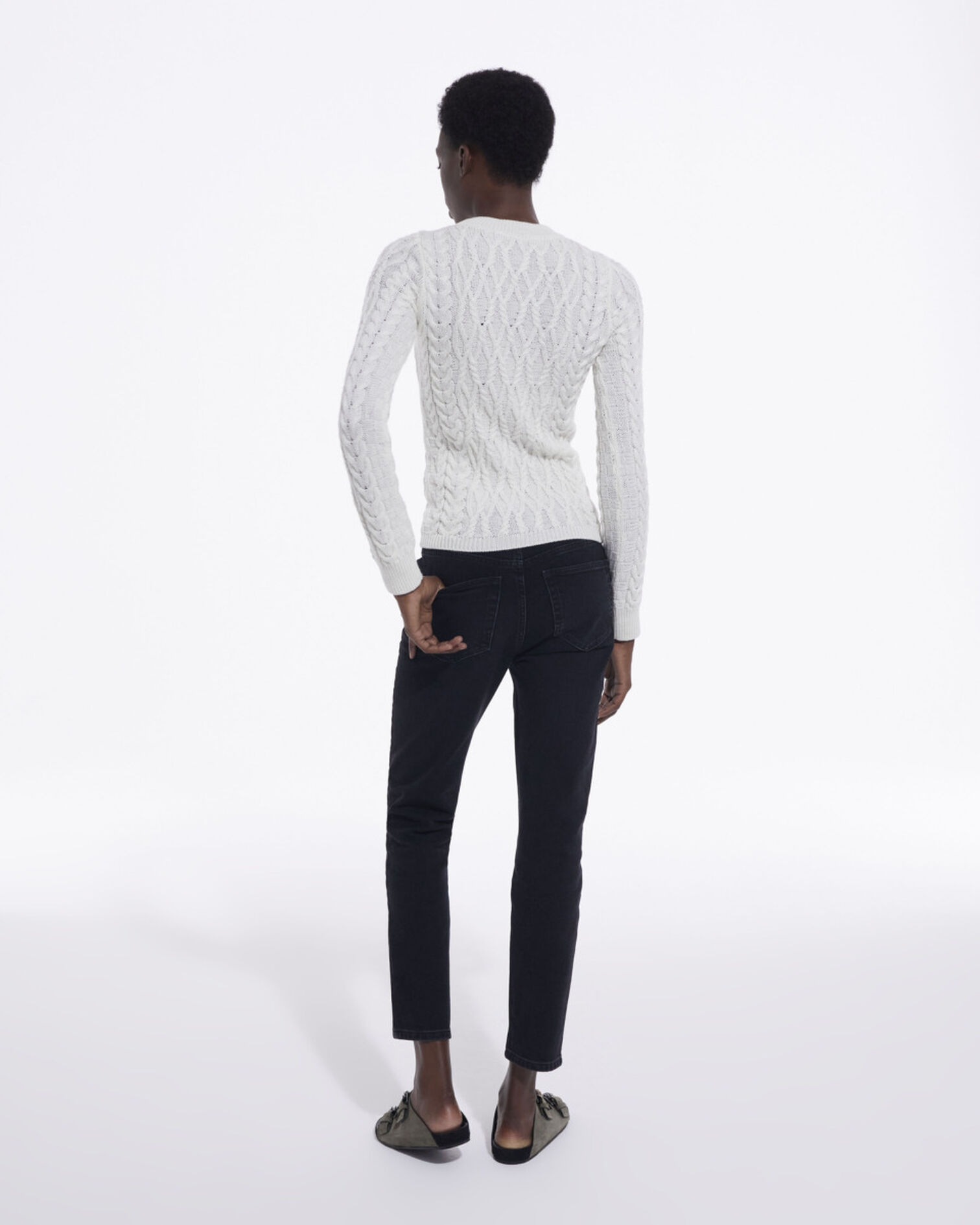 Ecru wool sweater, WHITE, hi-res image number null