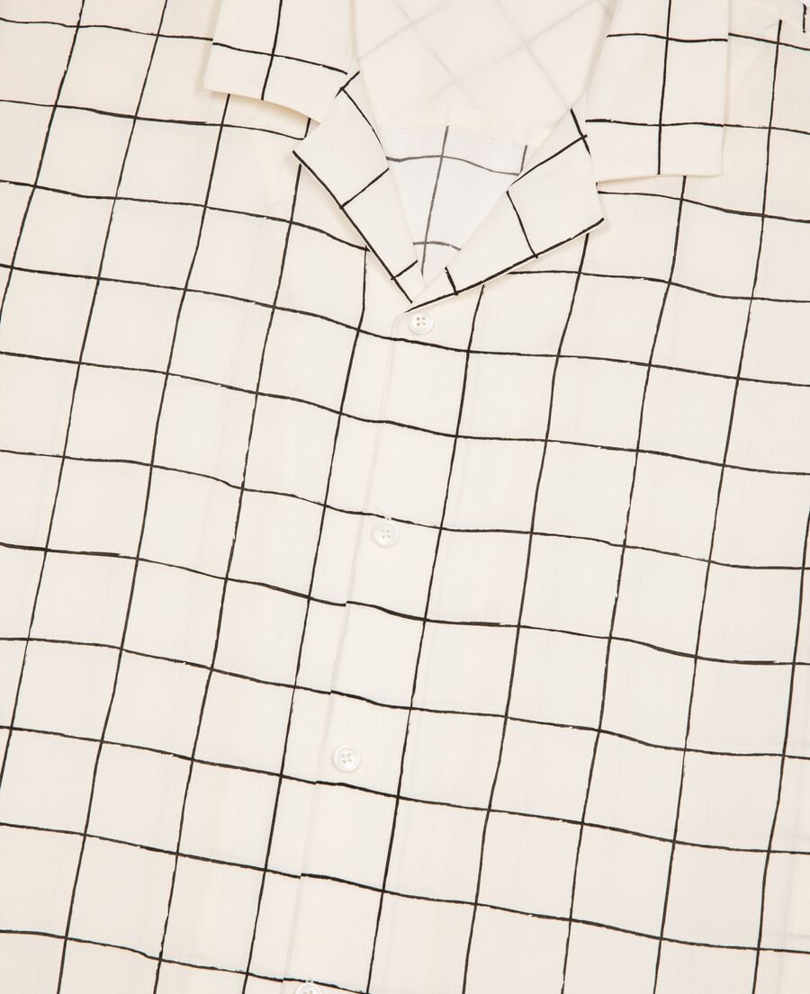 The Kooples H WHITE / BLACK short-sleeved plaid shirt, ecru