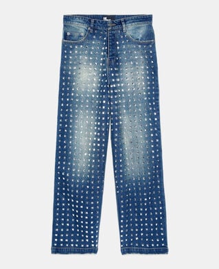The Kooples DAMEN BLUE ELECTRIC blaue jeans mit geradem bein und nieten