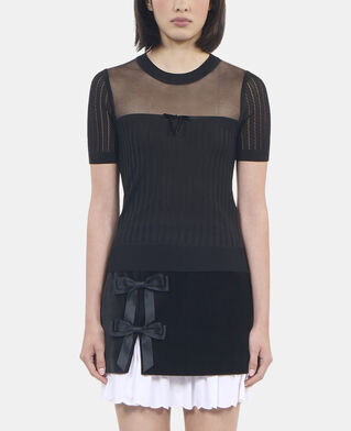 The Kooples WOMEN BLACK black openwork sweater