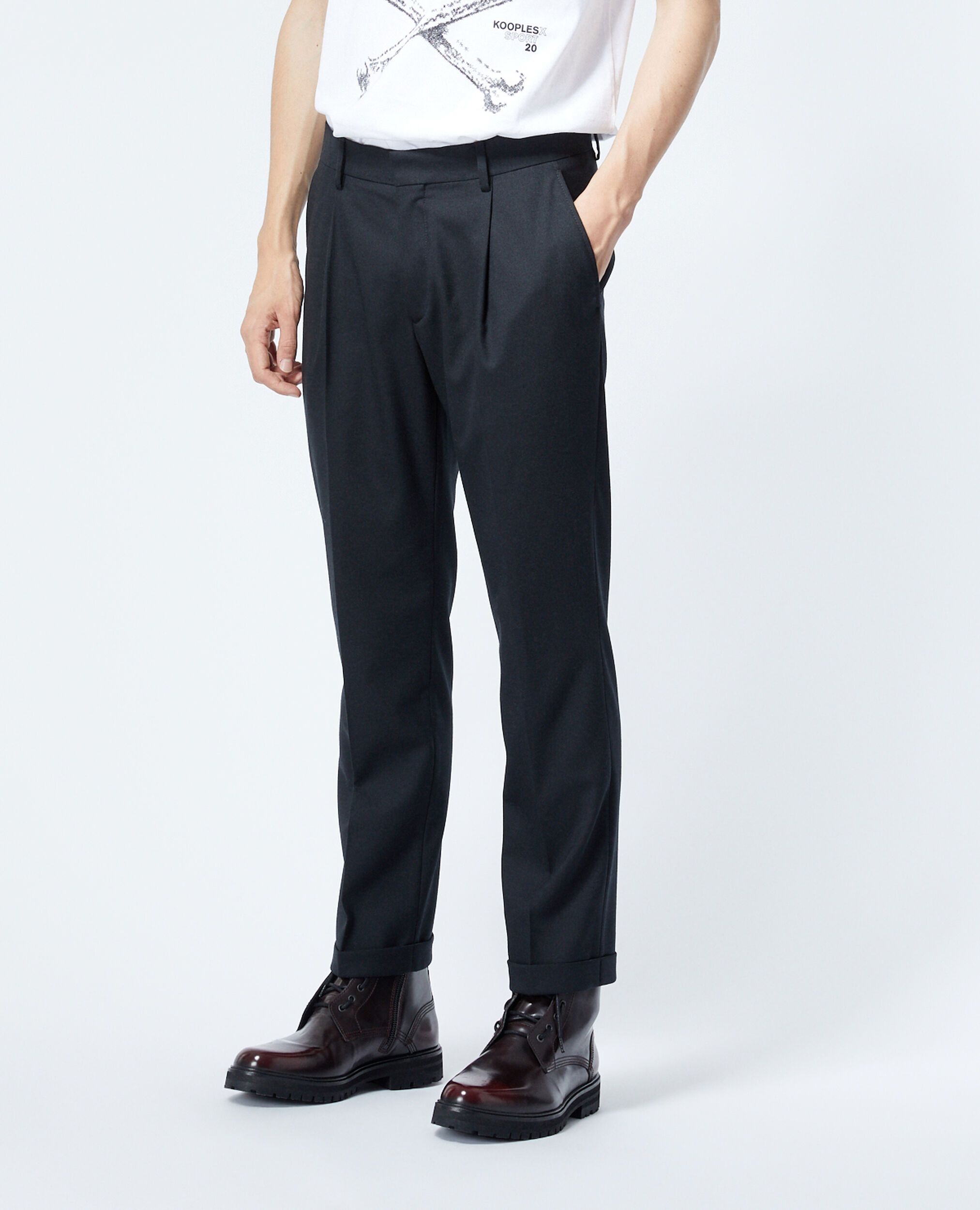 Black wool pants, BLACK, hi-res image number null