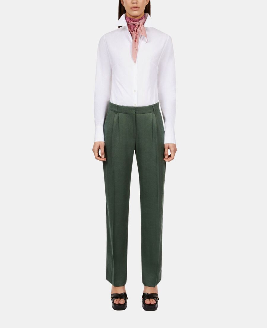 The Kooples FEMME WOOD KAKI pantalon tailleur en soie vert