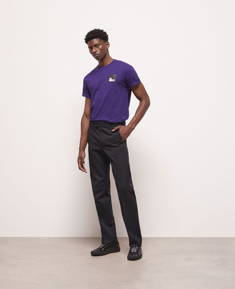 black wool flared pants