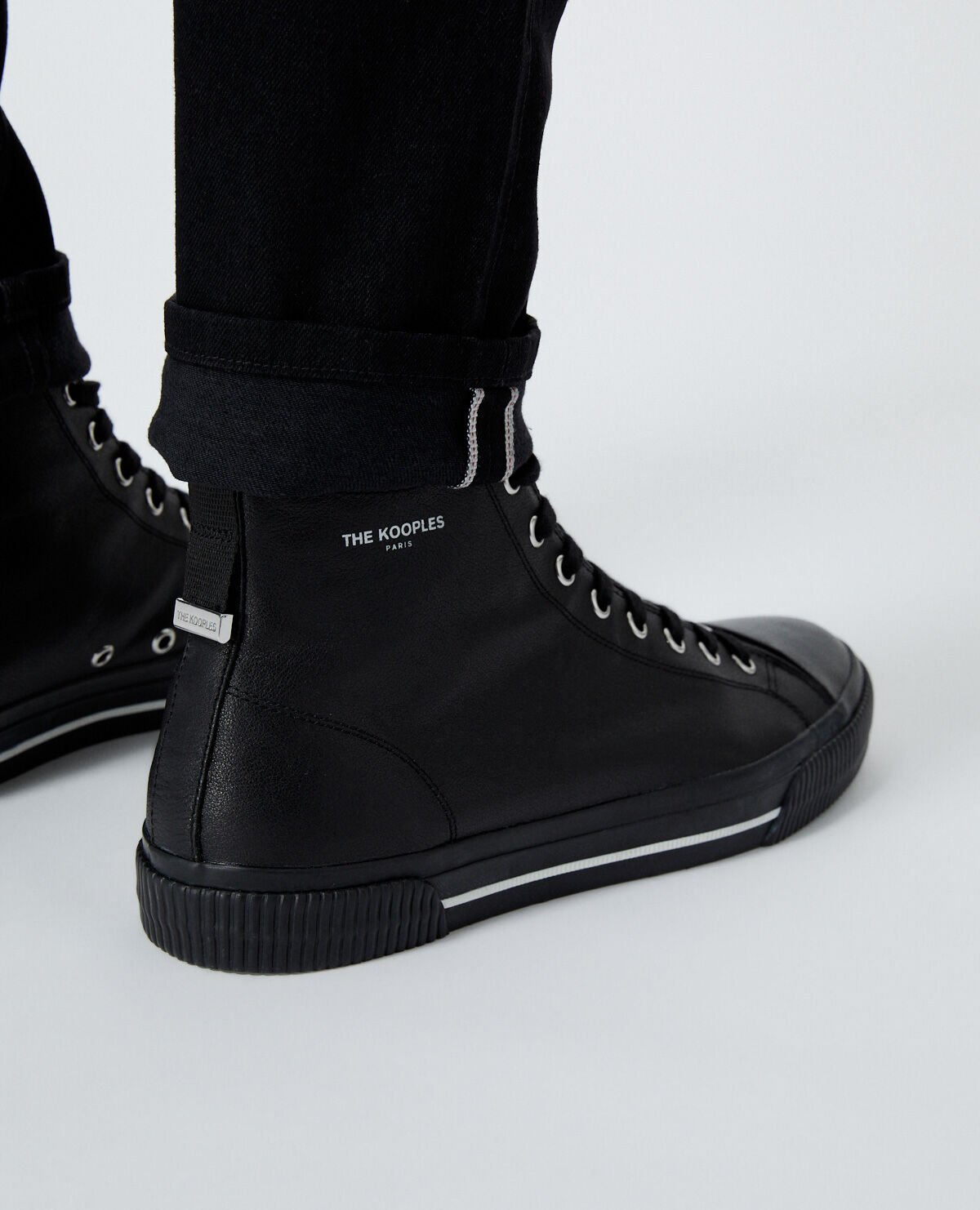 Black high top trainers in smooth leather The Kooples