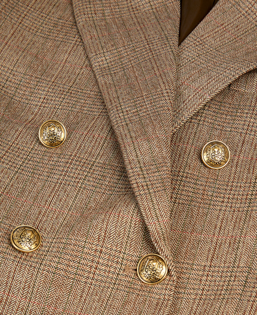 The Kooples FEMME BROWN CHEVRON blazer chevron en laine marron