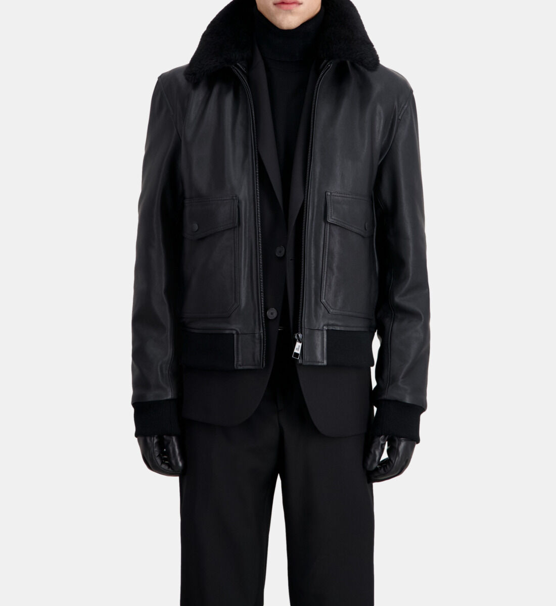Kooples leather bomber jacket top
