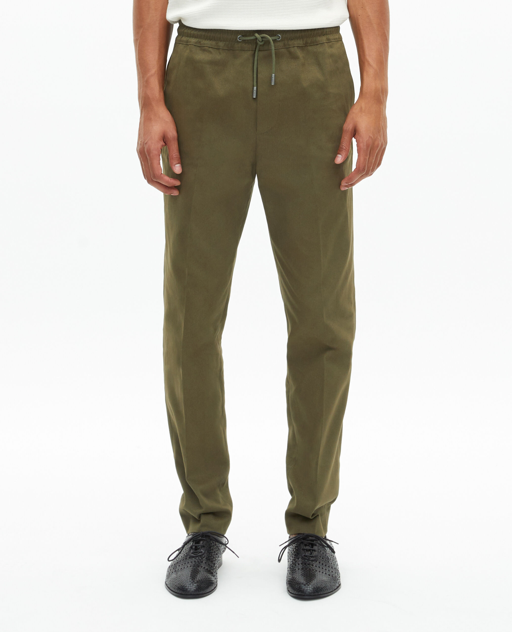 Straight khaki cotton pants, KAKI, hi-res image number null