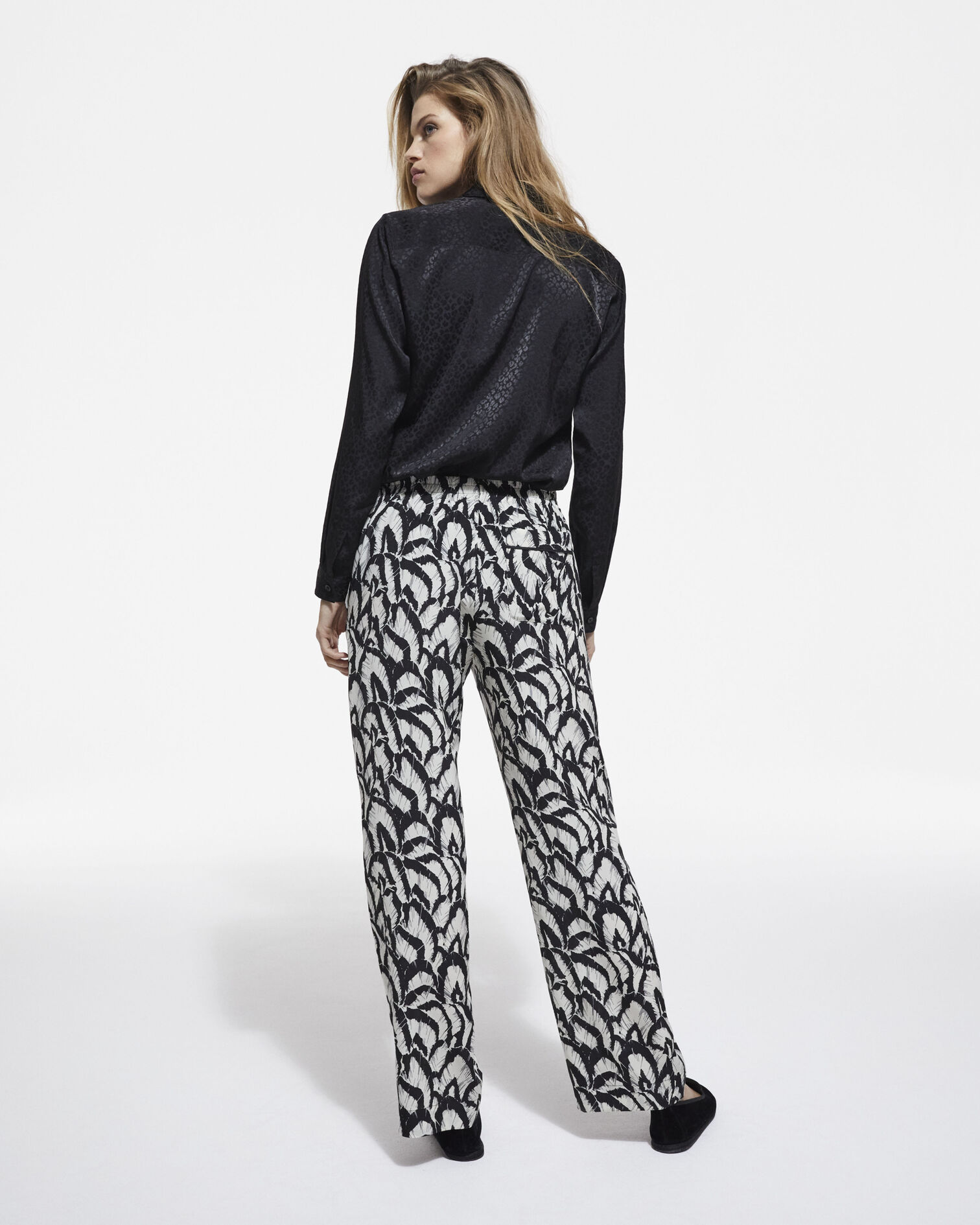 Black leopard print shirt, BLACK, hi-res image number null