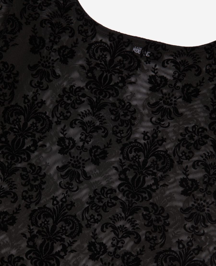 The Kooples F BLACK mesh bodysuit with black flocking