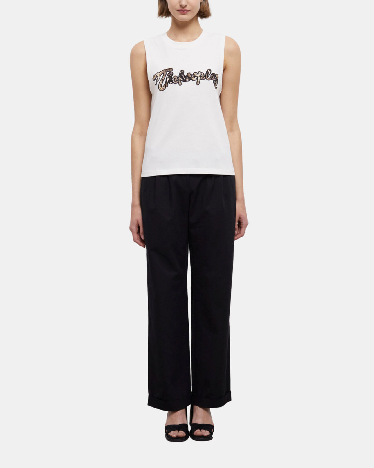 The Kooples WOMEN ECRU women's white t-shirt with snake logo print