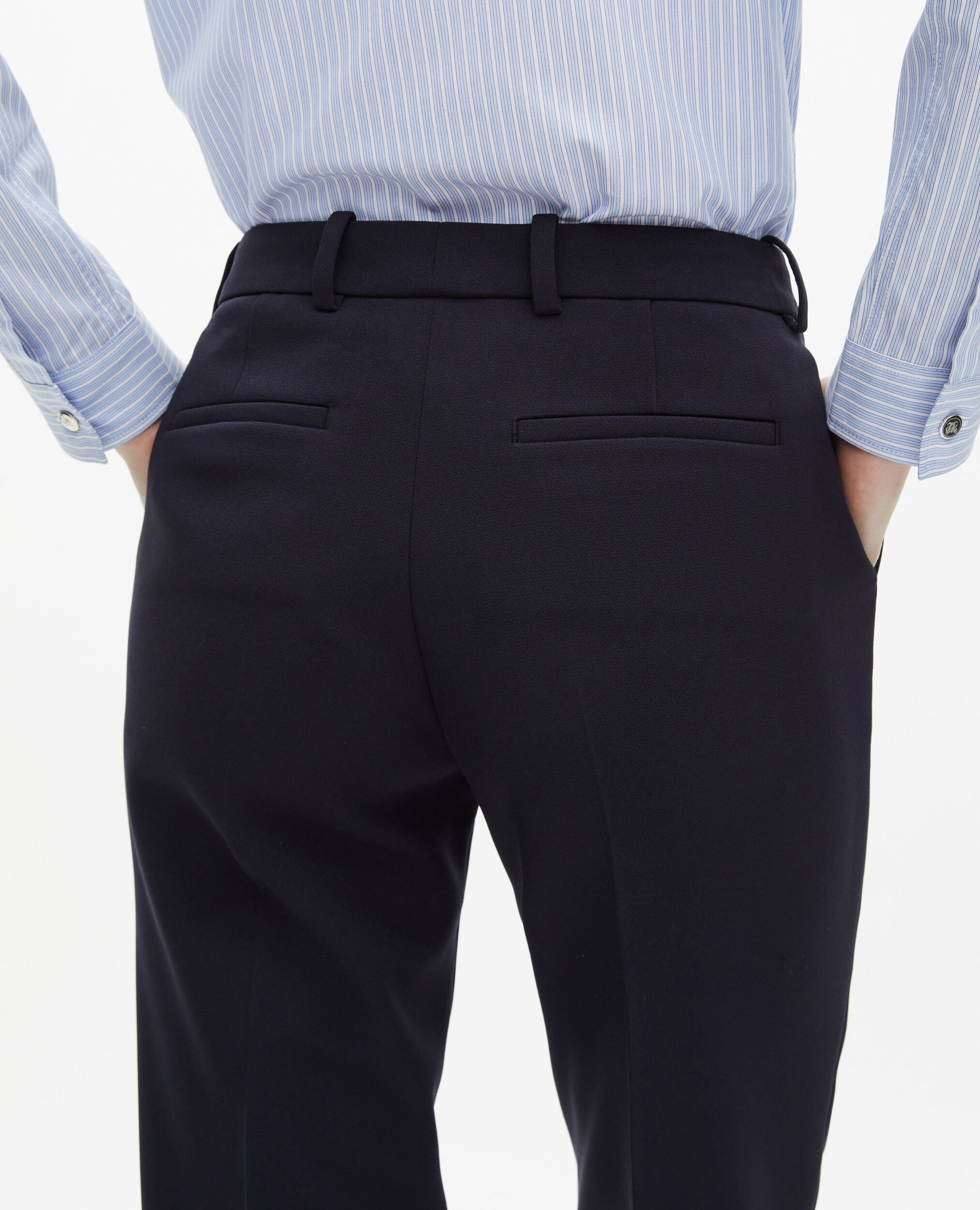 Slim-fit crepe pants navy blue, DARK NAVY, hi-res image number null