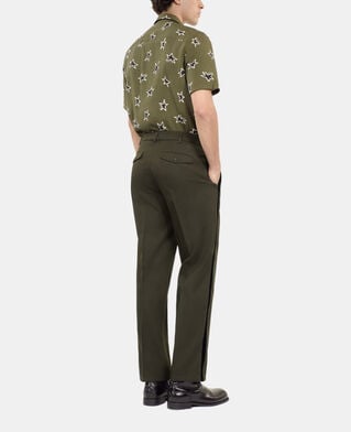 The Kooples HOMME KAKI pantalon large en laine m&eacute;lang&eacute;e kaki