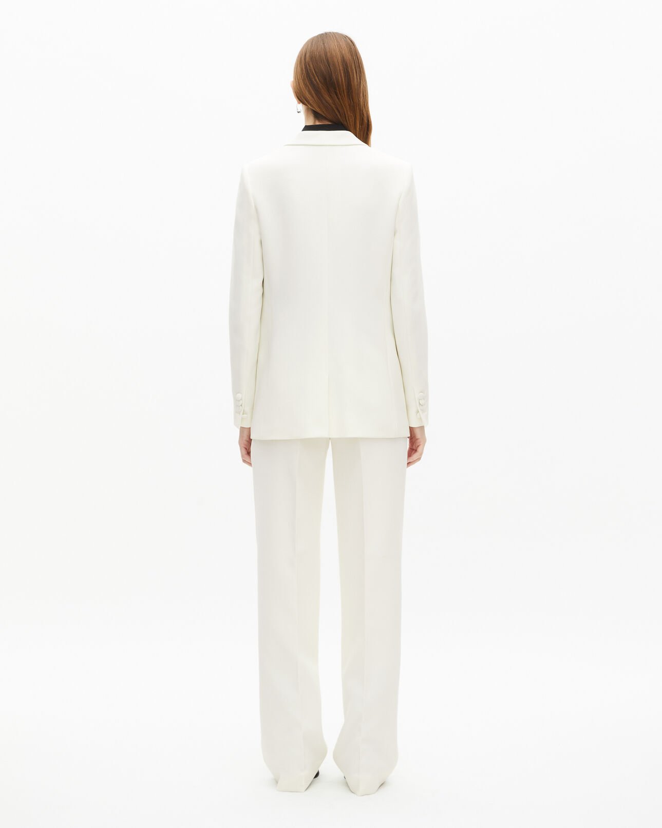The Kooples F ECRU straight-cut ecru crepe tailored jacket 