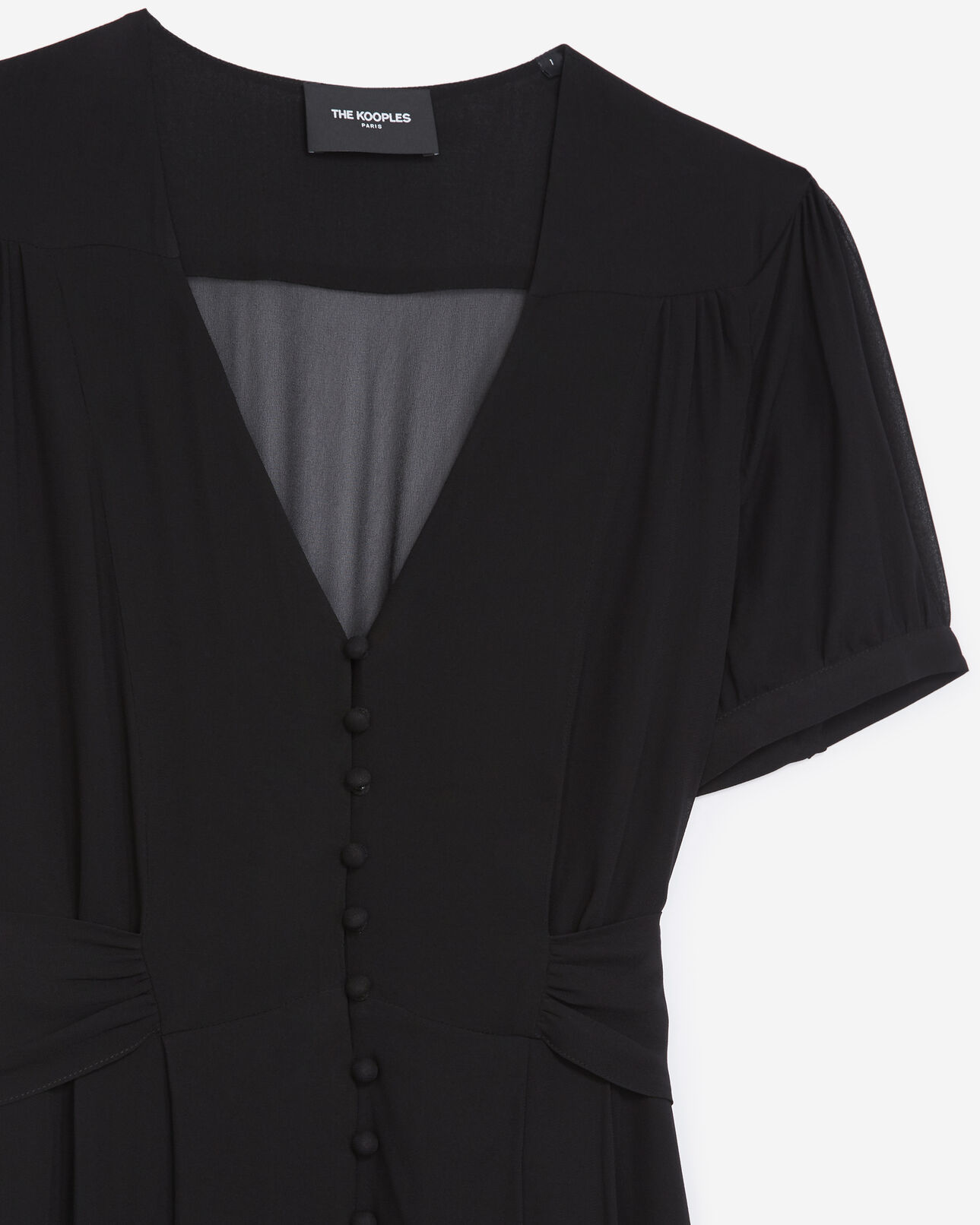The Kooples DAMEN BLACK langes schwarzes kleid taillengürtel