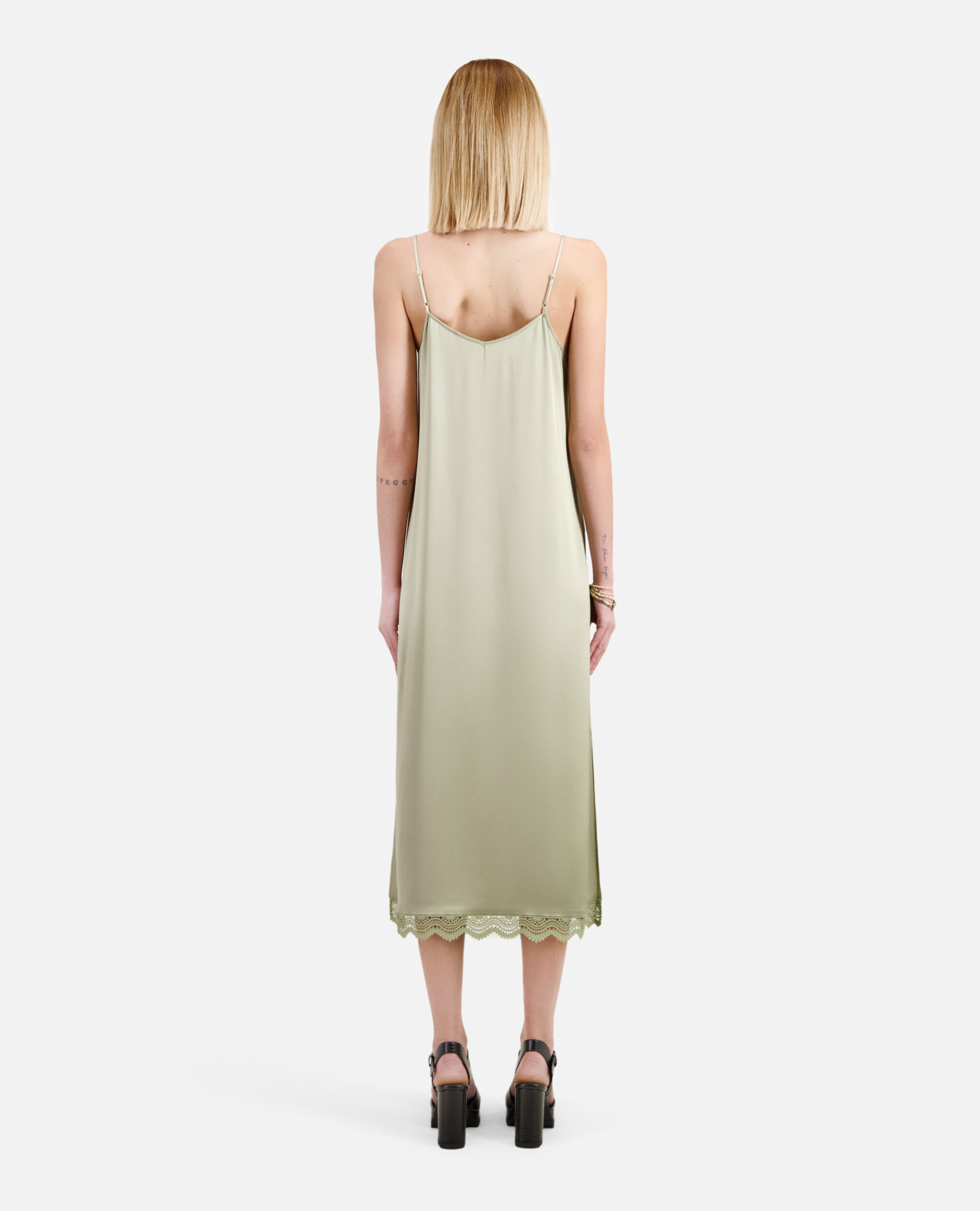 Long light green slip dress, KAKI GREY, hi-res image number null