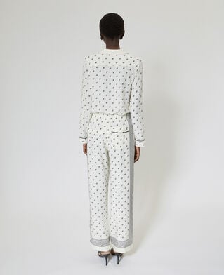 The Kooples WOMEN WHITE / BLACK straight-leg bandana print pants ecru