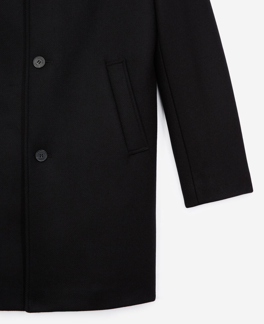 manteau noir laine à gilet intégré