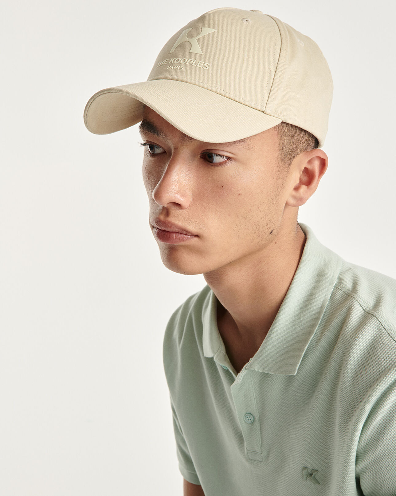 The Kooples MIXED ECRU ecru cotton cap with k monogram
