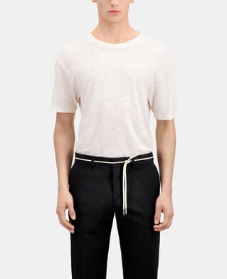 The Kooples HERREN ECRU ecrufarbenes t-shirt herren aus leinen mit wappen