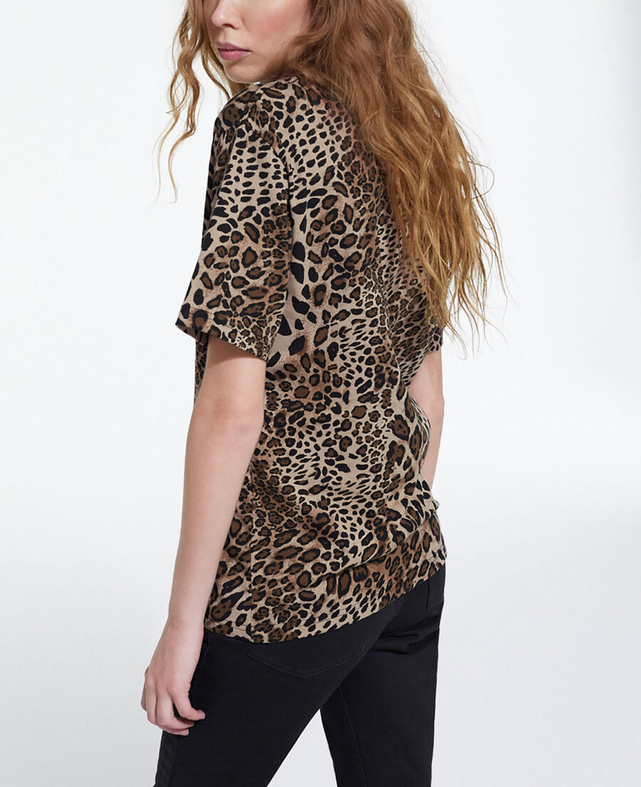 baumwoll-t-shirt mit leopardenmuster