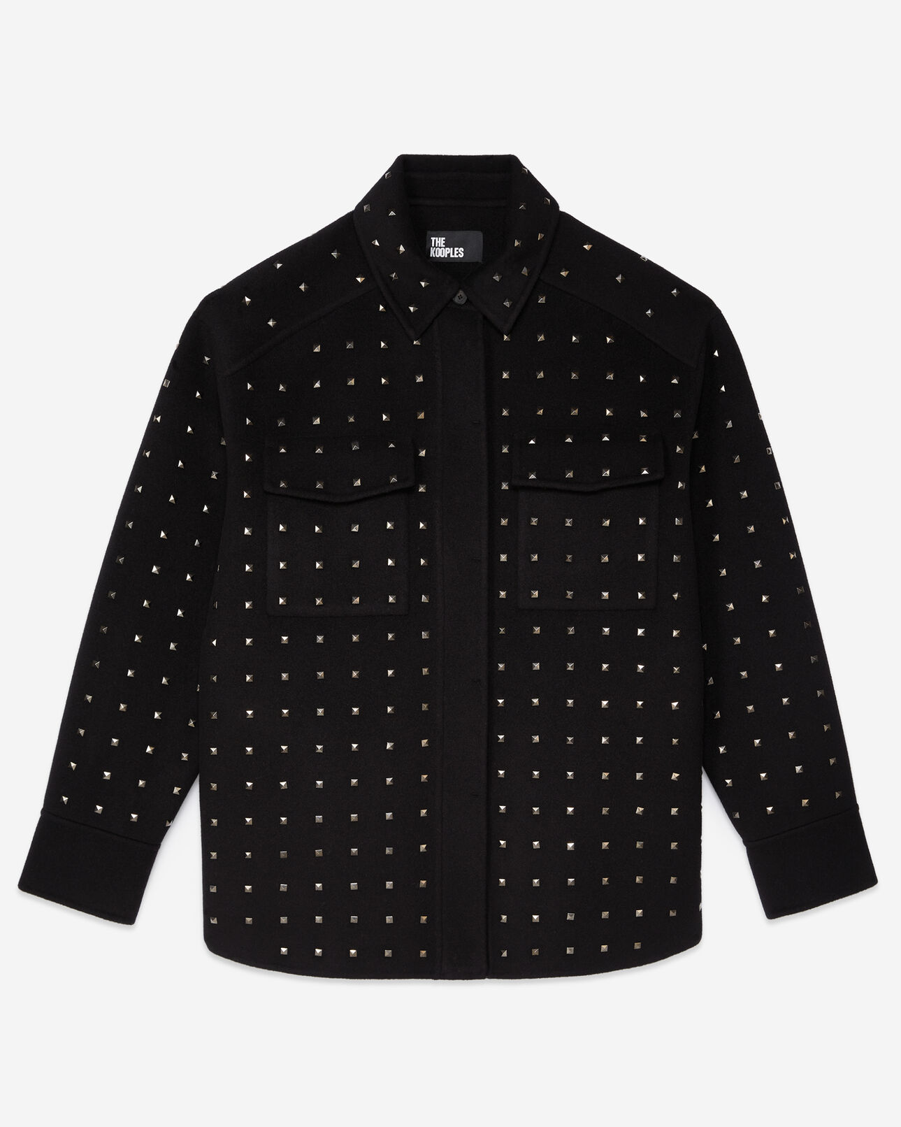 The Kooples MUJER BLACK chaqueta tipo sobrecamisa negra mezcla lana