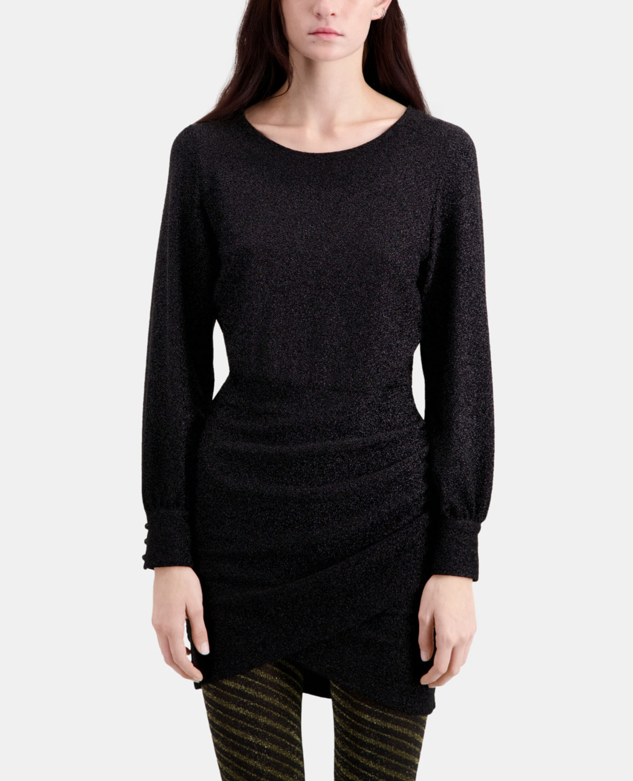 Short black glitter effect dress, BLACK, hi-res image number null