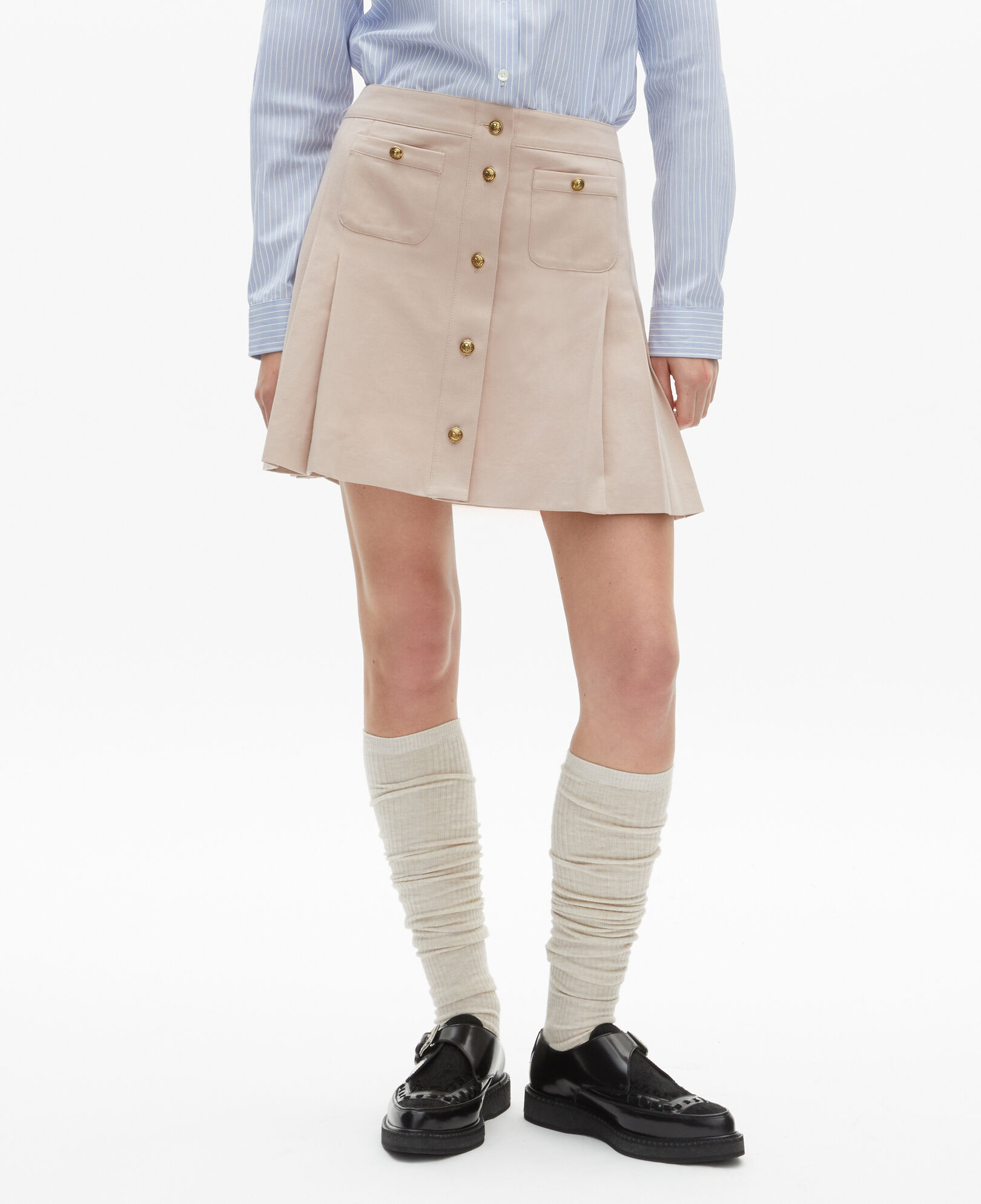 The Kooples WOMEN LILA light pink pleated short skirt