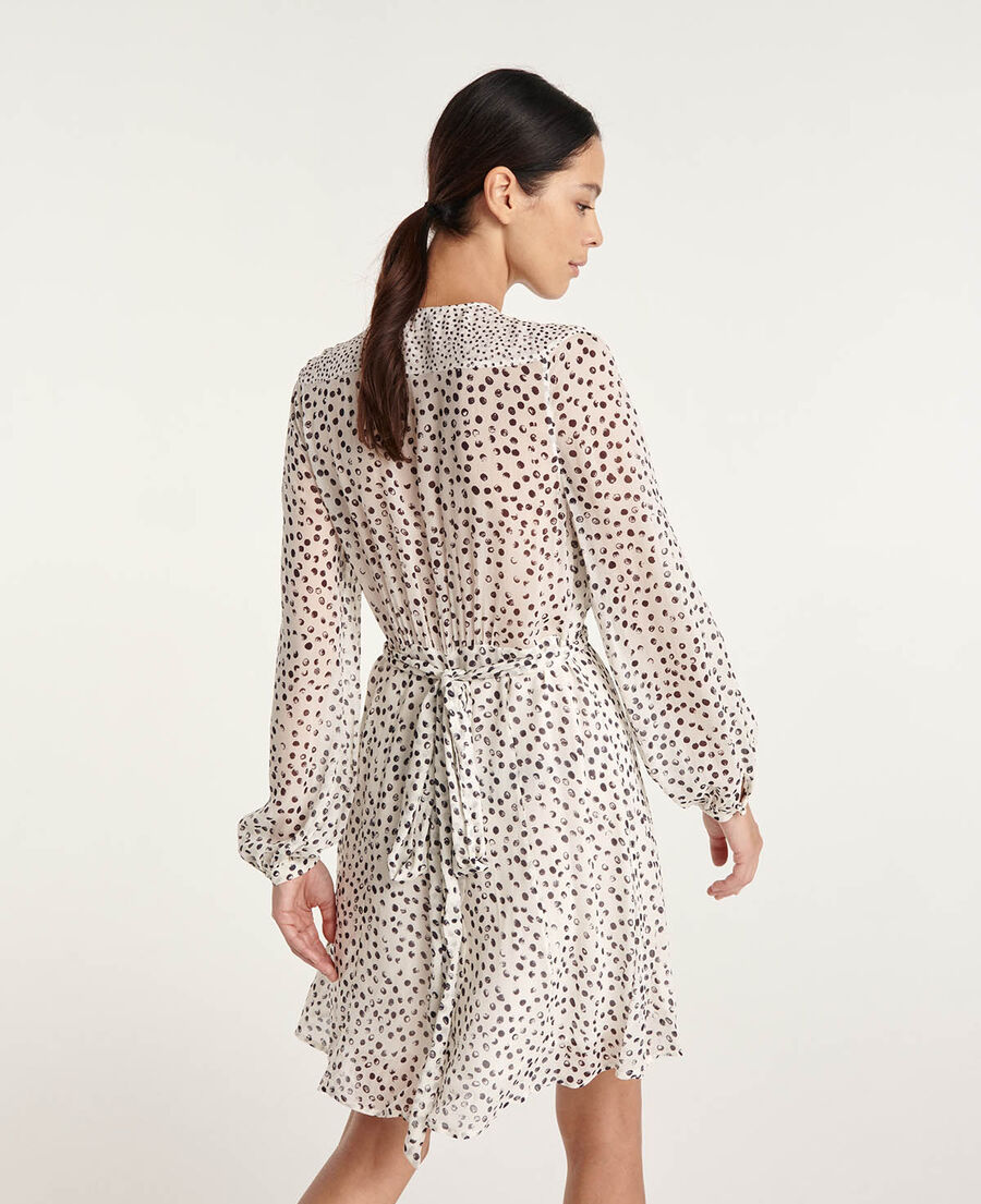 short white dress with black polka dots