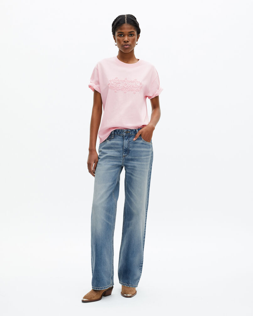 The Kooples FEMME LILA t-shirt femme broderie logo rose pâle