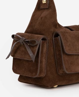 The Kooples DAMEN CHOCOLATE kleine braune amelia tasche aus veloursleder