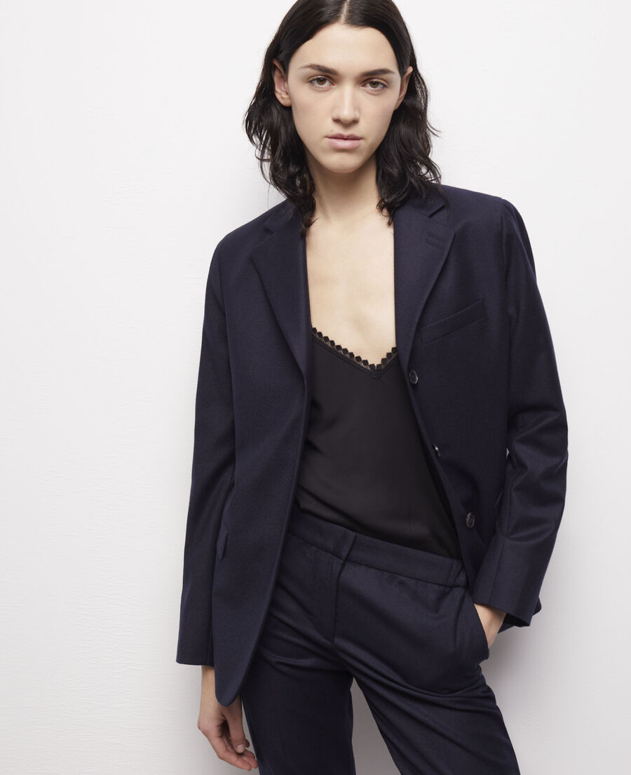veste de costume en laine bleue